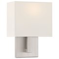 Access Lighting Mid Town, 1 Light LED Wall Sconce, Brushed Steel Finish, Fabric 64061LEDDLP-BS/WH